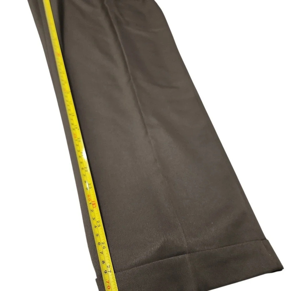 Van Heusen Dress Pants Mens 40x29 Brown Pleated Professional Microfiber
